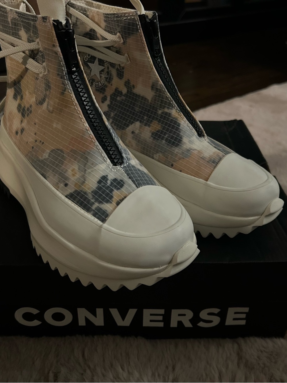 Converse Women’s Clear Camo Platform Zip Sneakers in White